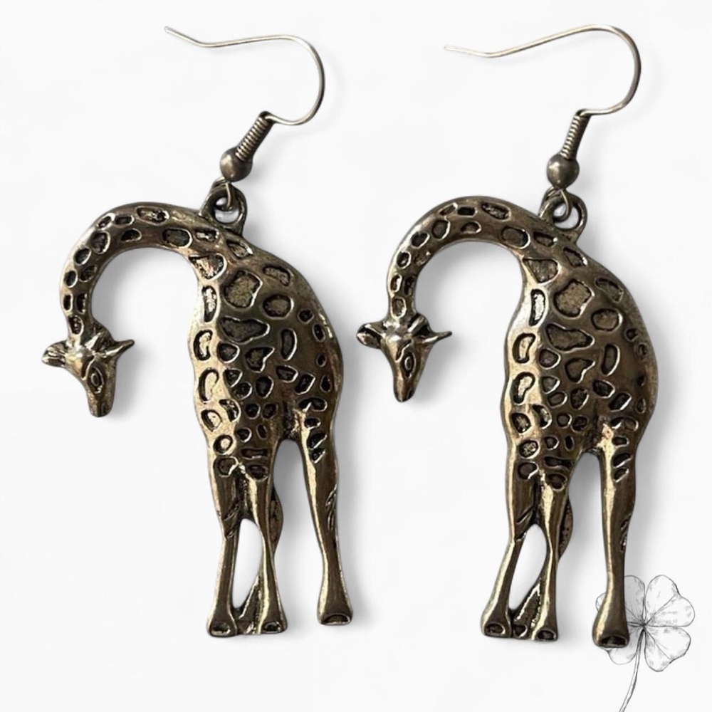 Source Unknown Giraffe Earrings in Bronze